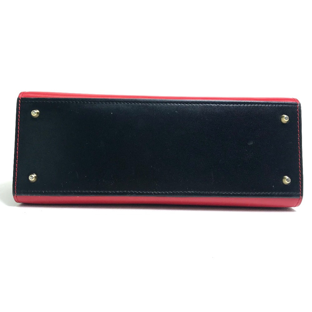 CELINE Shoulder Bag leather Red / black Bicolor logoMetal Women Secondhand