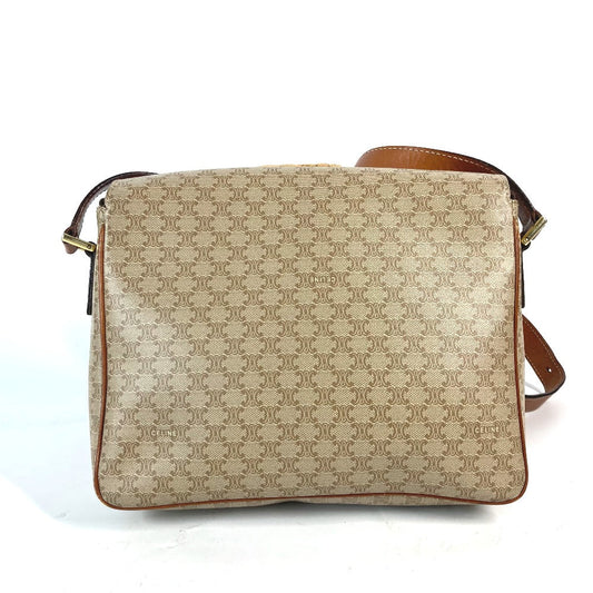 CELINE Shoulder Bag Leather / PVC beige Circle logo Triomphe Women