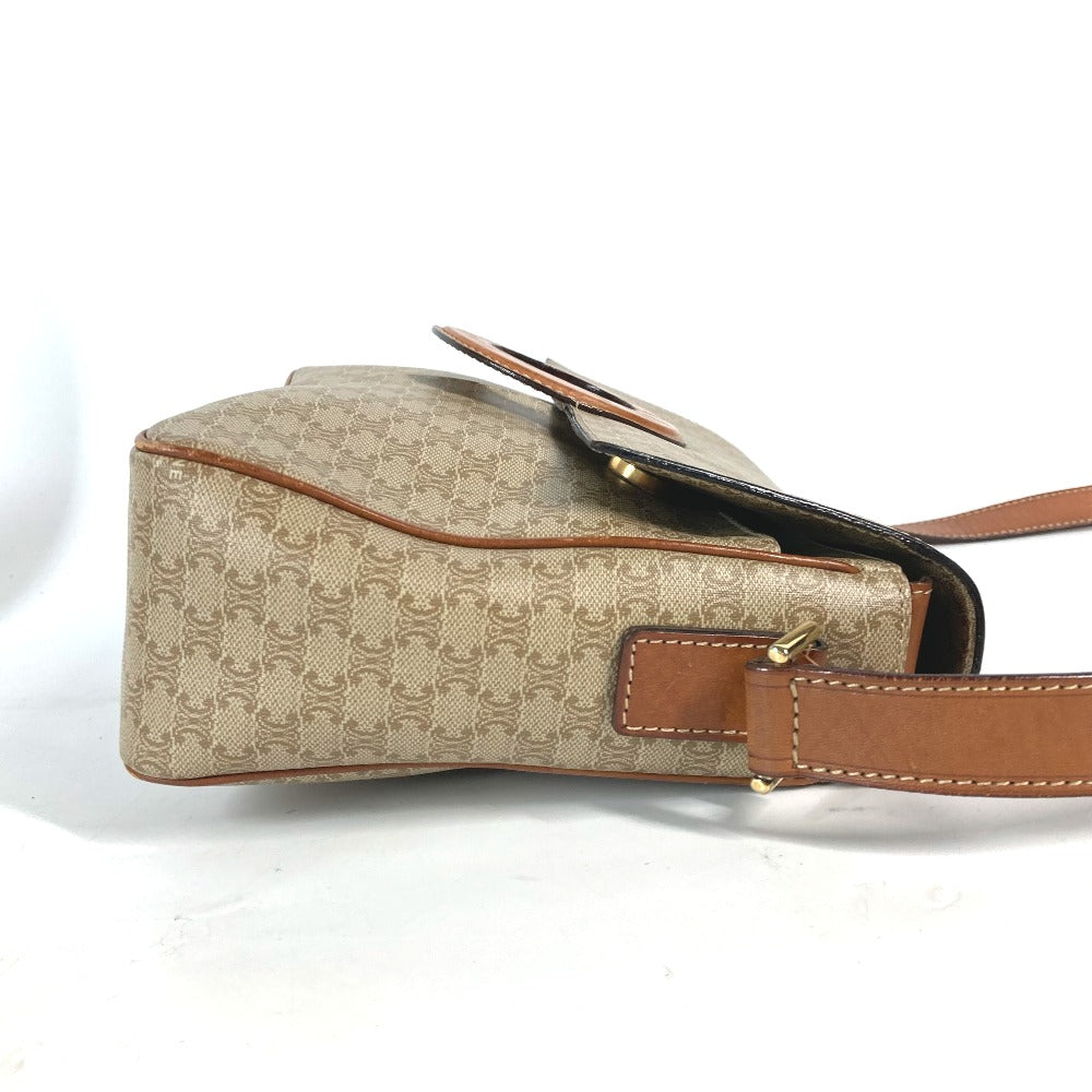 CELINE Shoulder Bag Leather / PVC beige Circle logo Triomphe Women