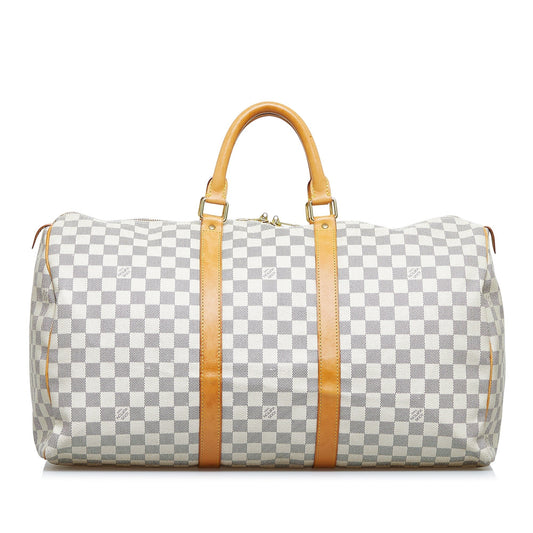 LOUIS VUITTON Damier Azur Keepall 50 Travel Bag