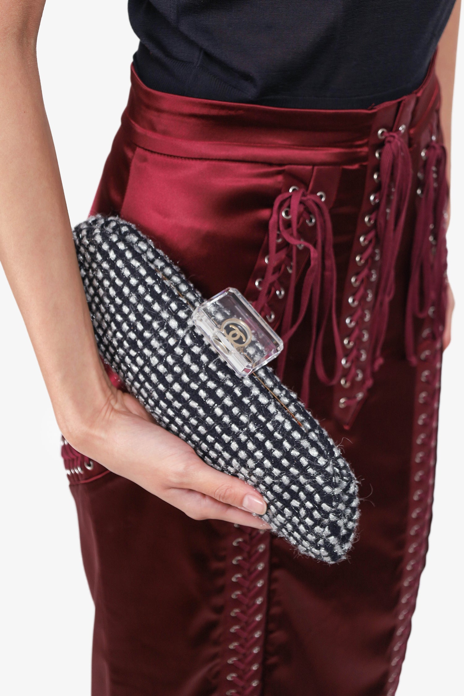 Chanel ™ 2002/03 Black/Silver Clutch Bag - Rovelle Bags