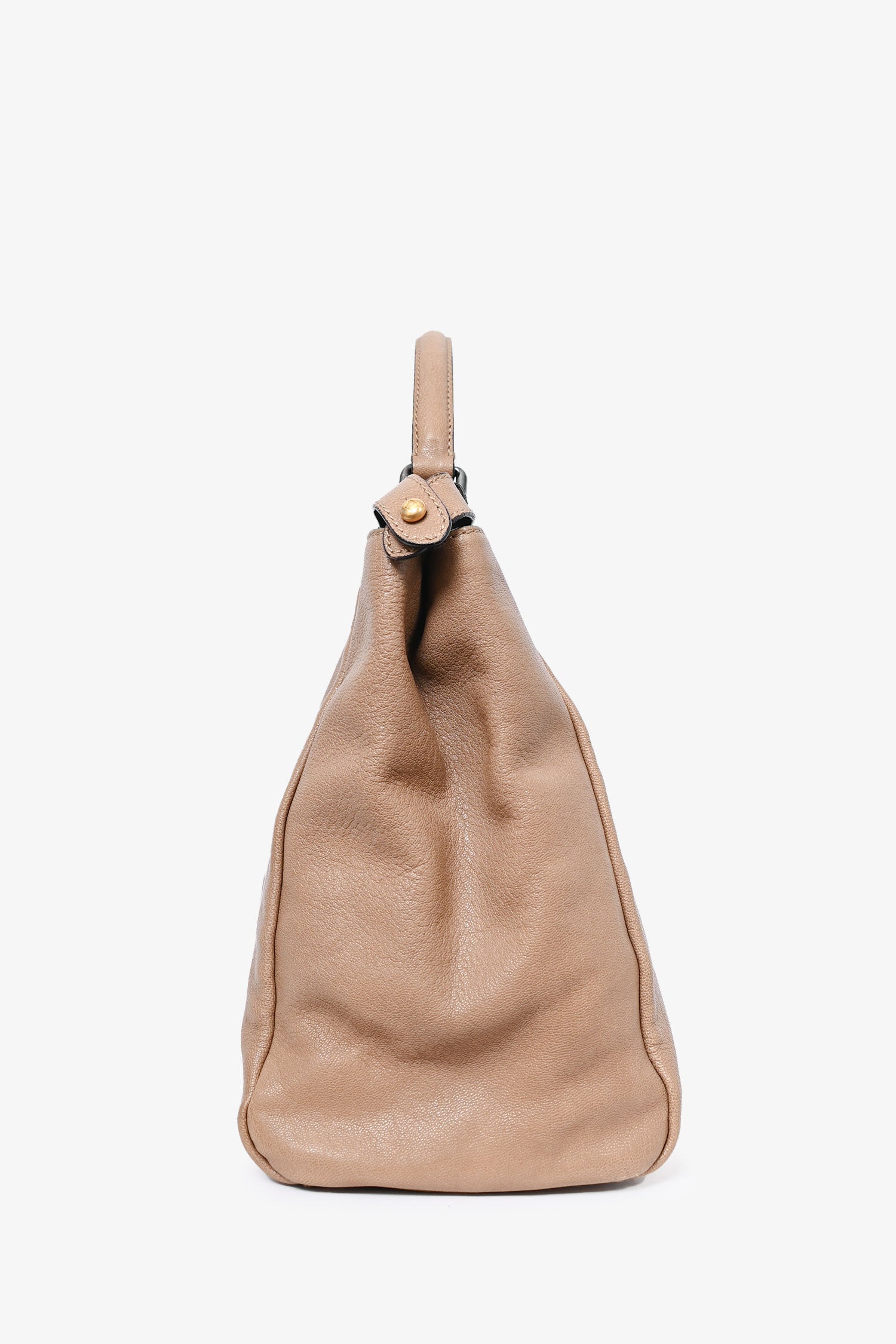 Fendi Taupe Leather Medium Peek-a-Boo Top Handle with Strap