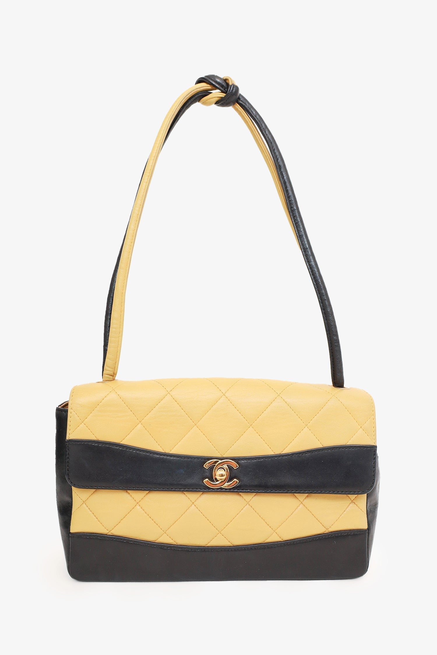 Chanel ™ 2000-02 Beige/Black Flap Bag - Rovelle Bags