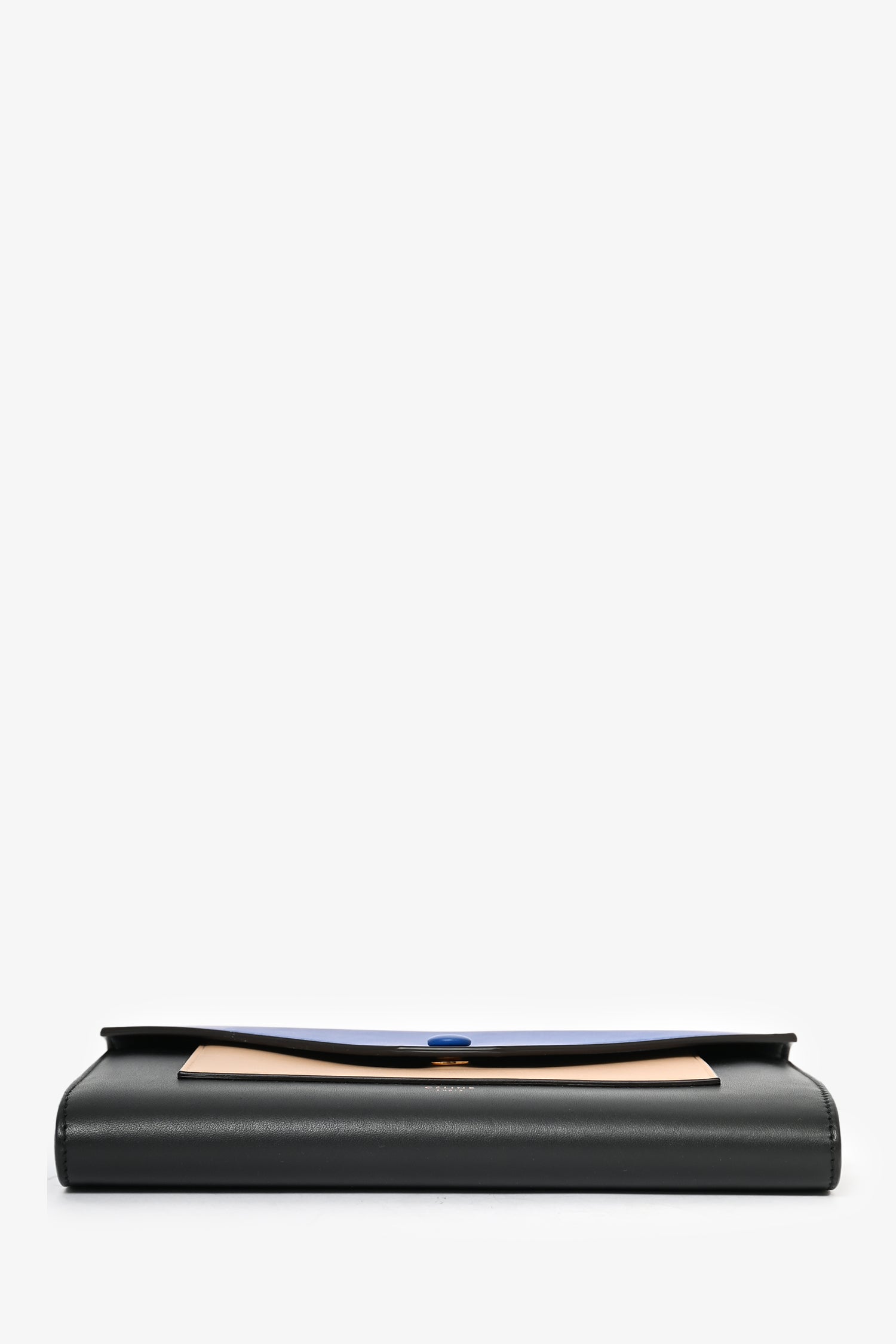Celine Black Tricolor Leather Envelope Pocket Wallet on Chain