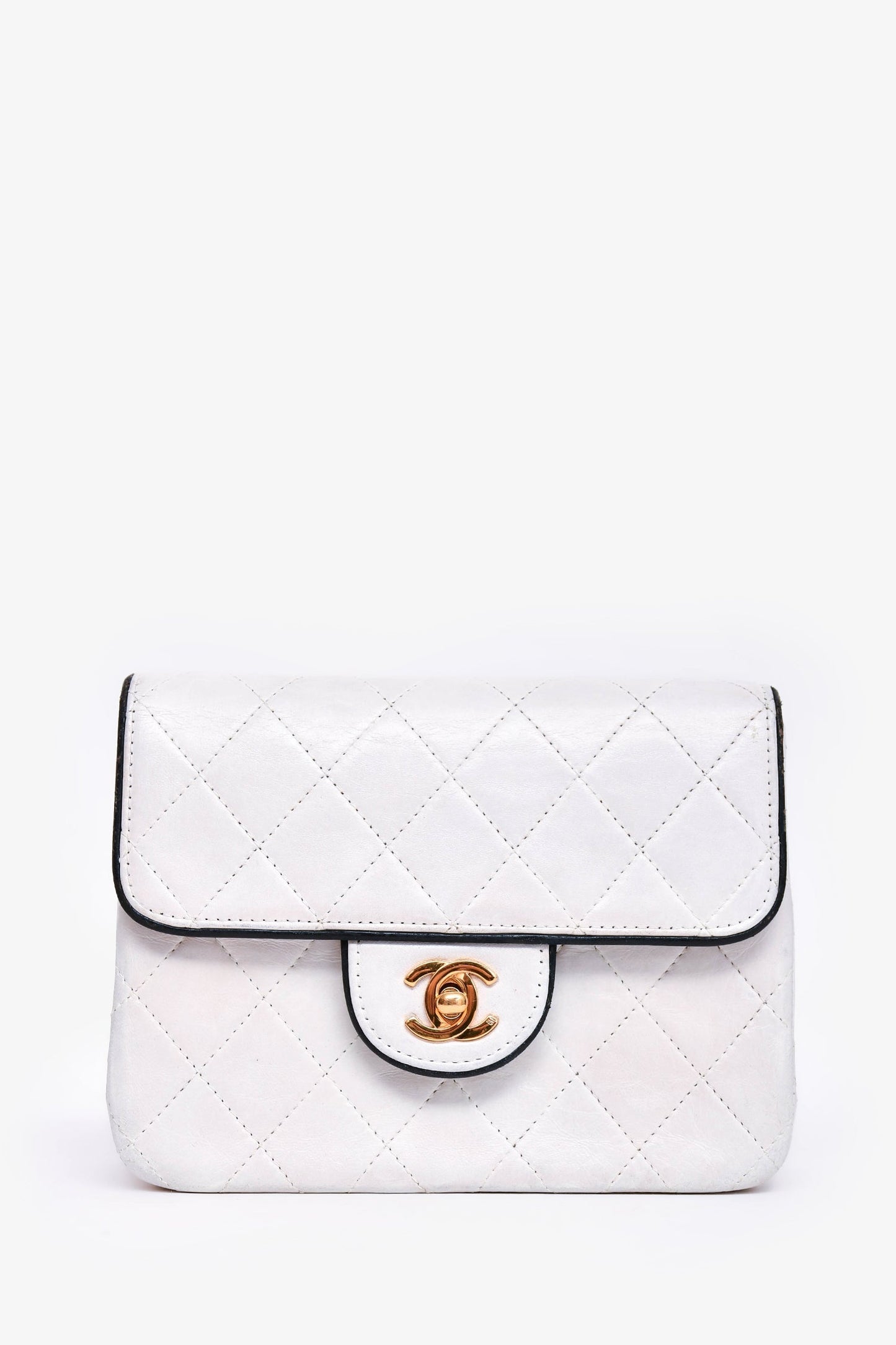 Chanel ™ 1989-91 White/Black Flap Bag - Rovelle Bags