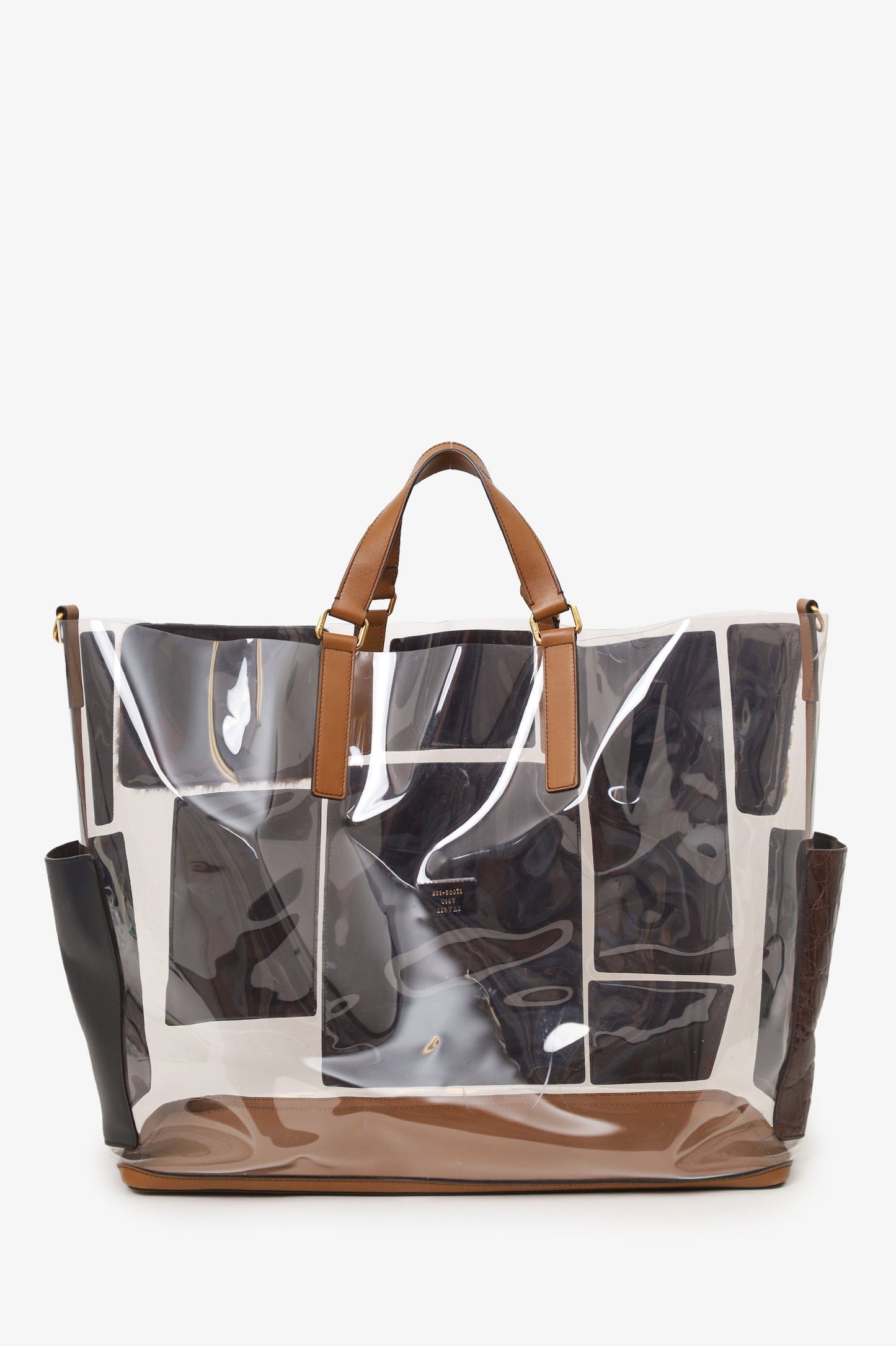 Fendi Brown Vinyl/Leather/Fur Forever Patch Pocket Tote (As Is)