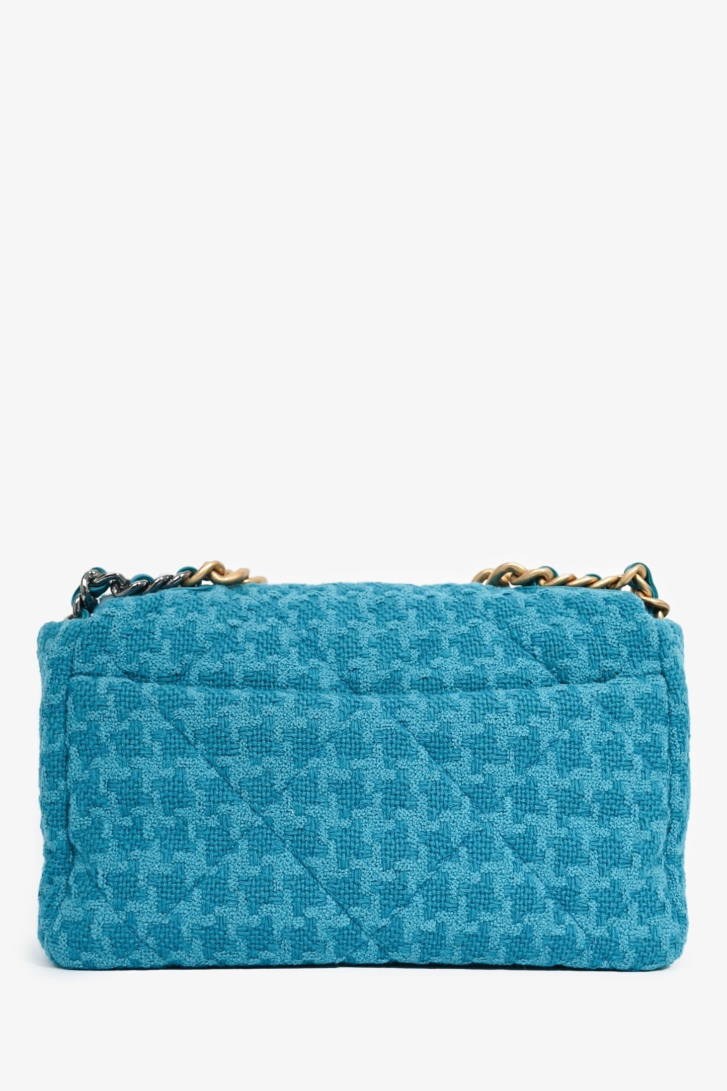 Chanel ™ Blue Houndstooth Shoulder Bag - Rovelle Bags