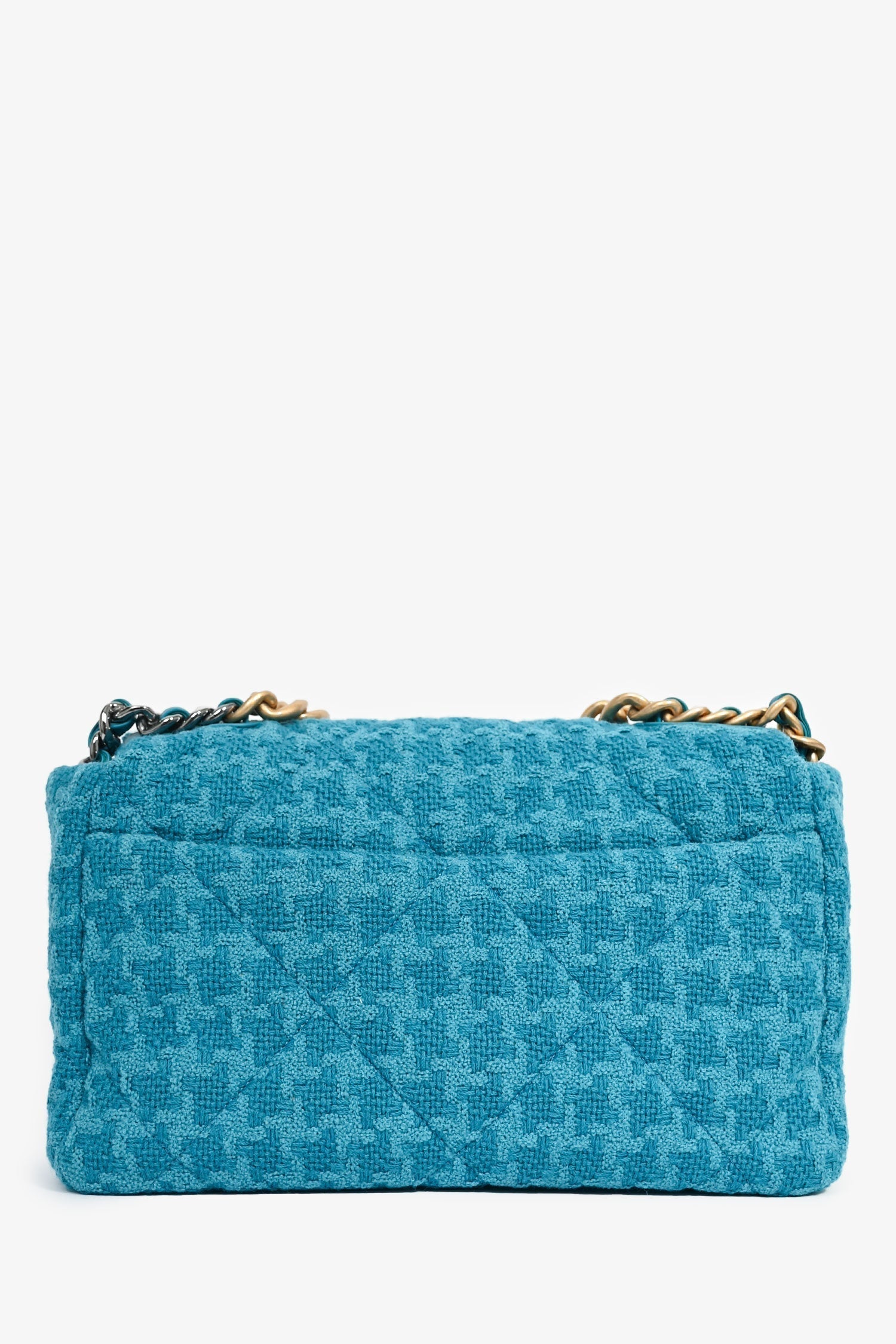 Chanel ™ Blue Houndstooth Shoulder Bag - Rovelle Bags