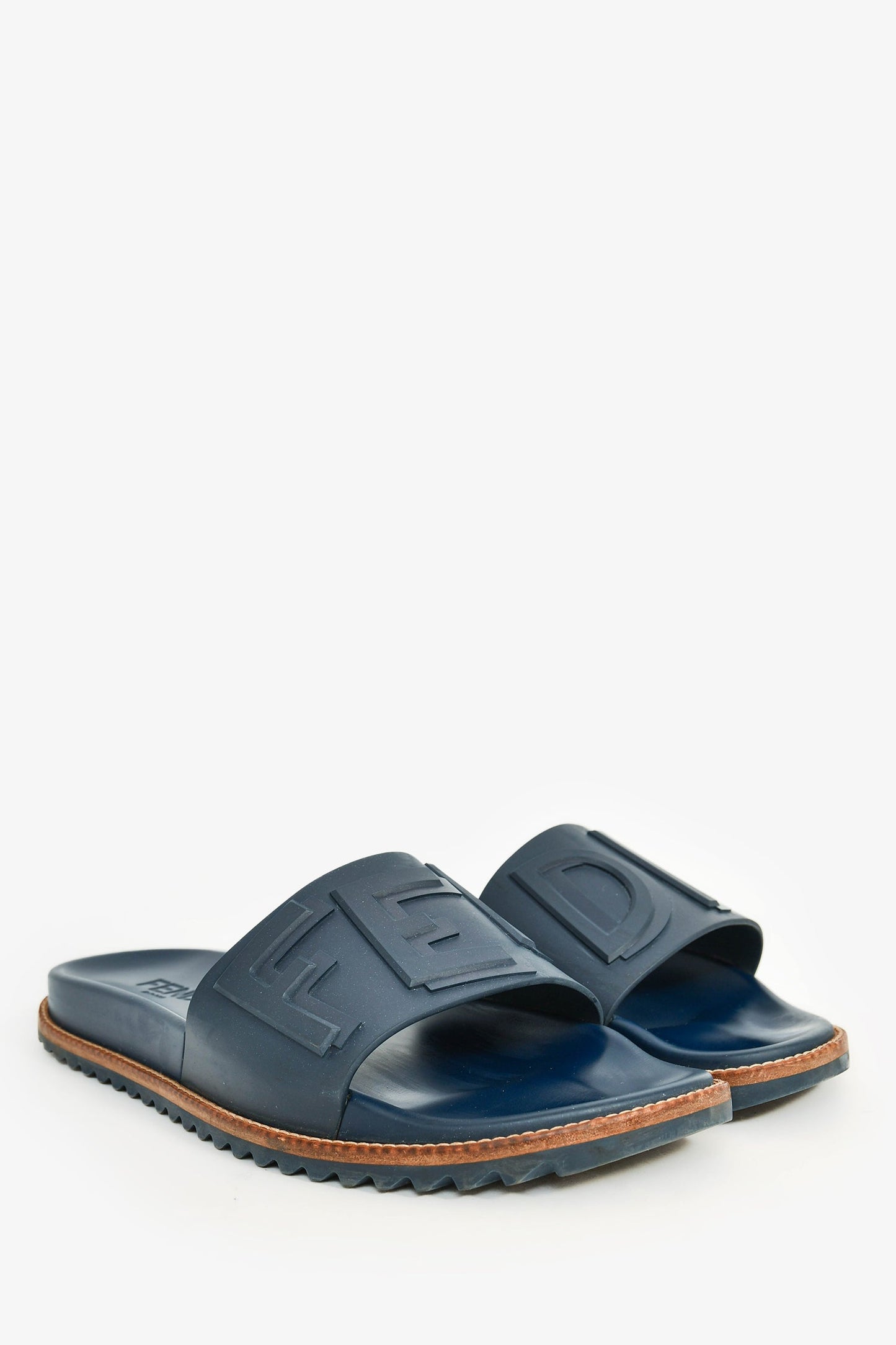 Fendi Navy Rubber Mens Slides Size 10 Mens