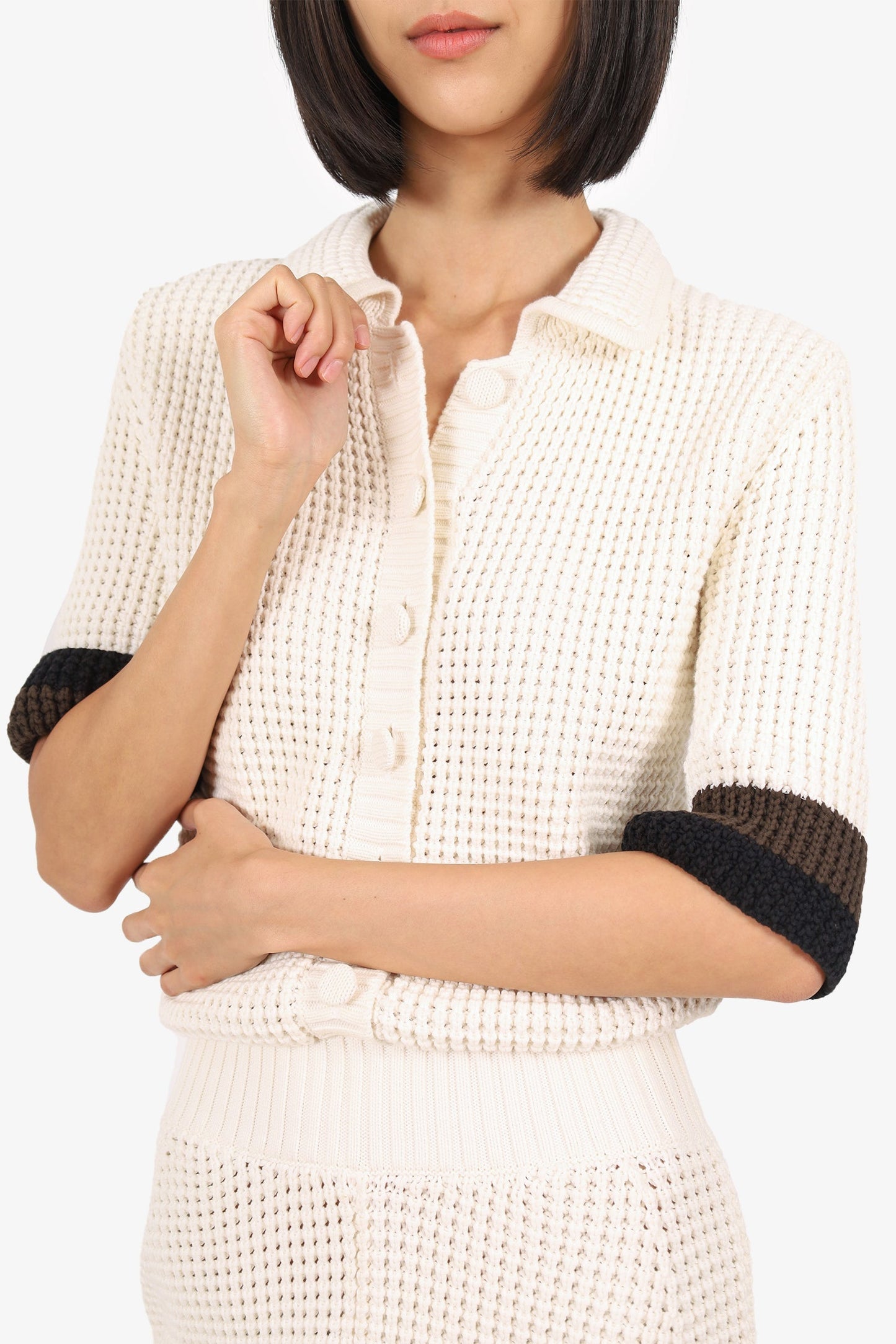 Fendi Off White Knitted Short Sleeve Romper Size 46