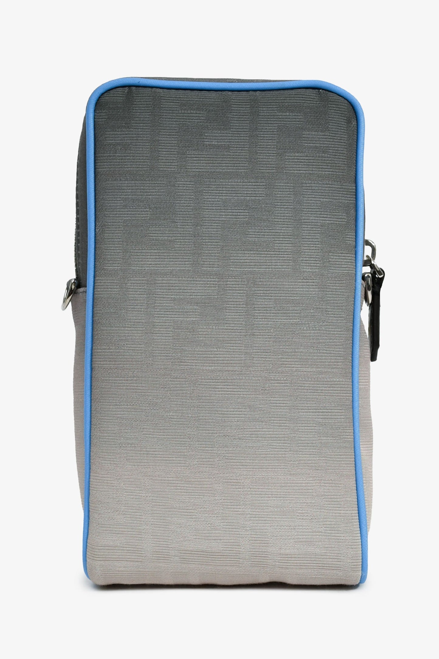 Fendi Grey Ombre Canvas Blue Trim Vertical Crossbody