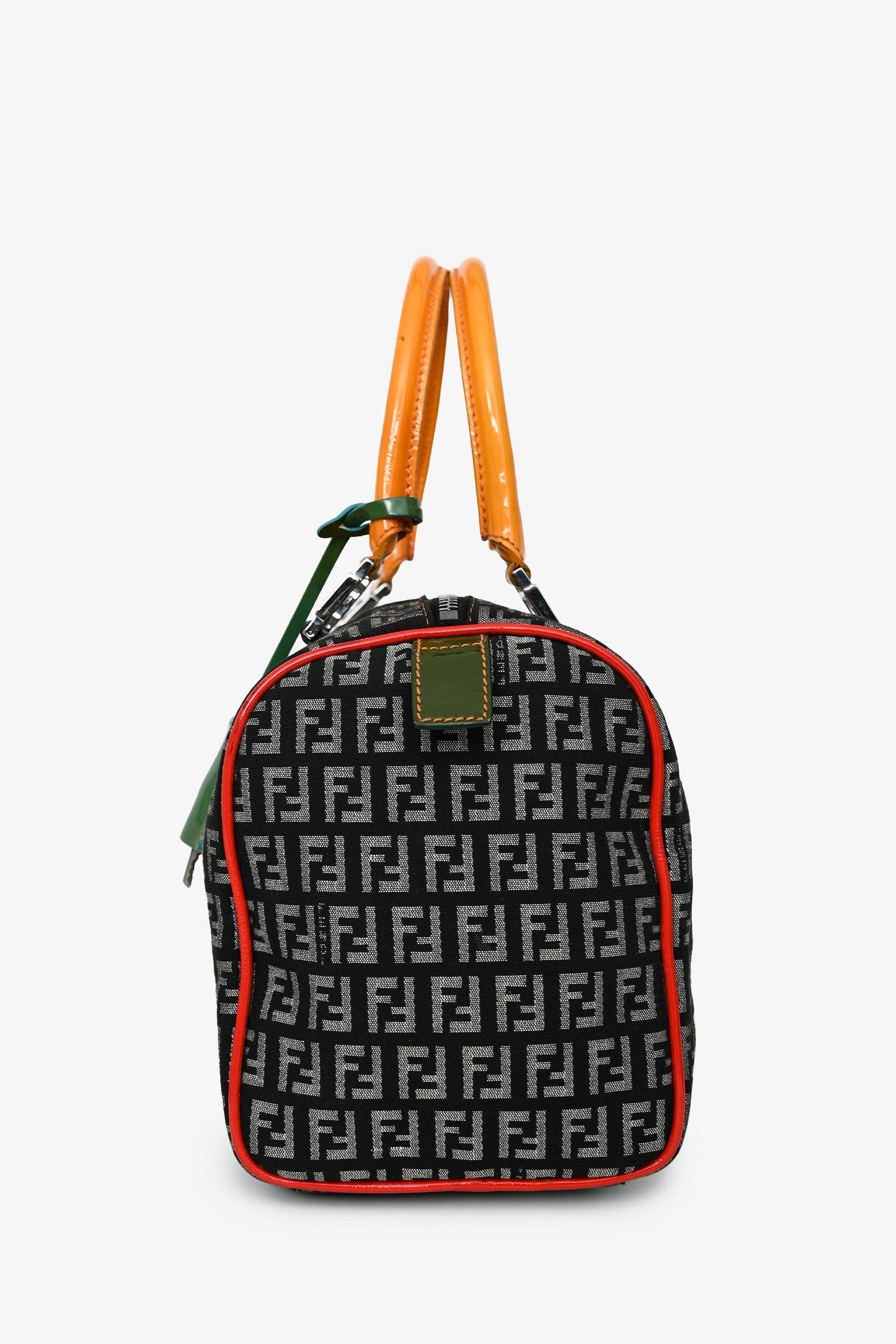 Fendi Multicolor Zucchino Canvas/Patent Leather Small Boston Bag