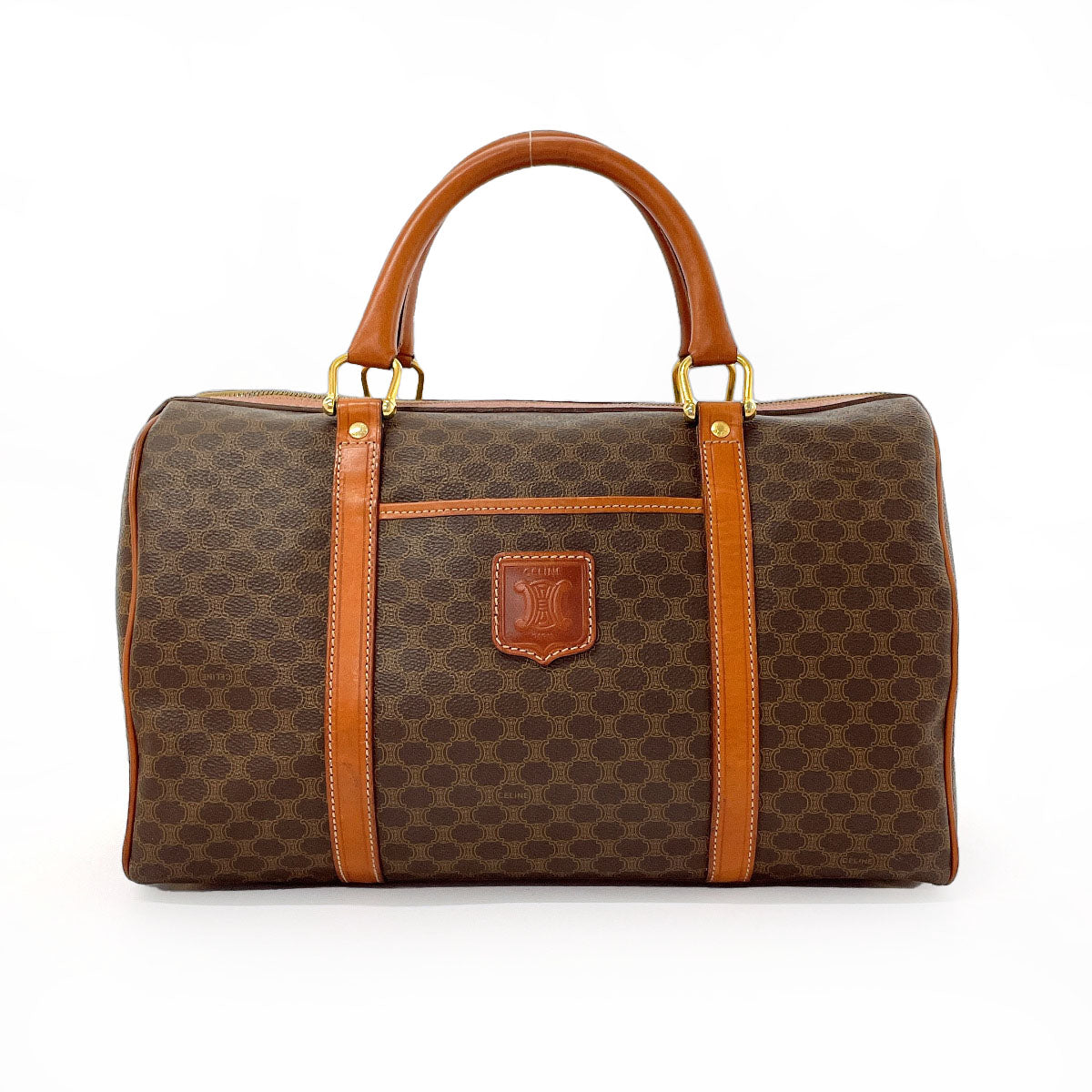 CELINE Handbag PVC, Leather Brown Macadam Mini Boston Women