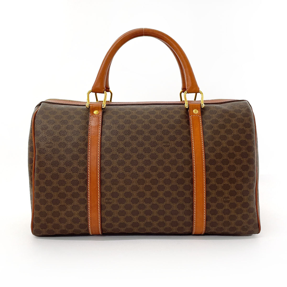 CELINE Handbag PVC, Leather Brown Macadam Mini Boston Women
