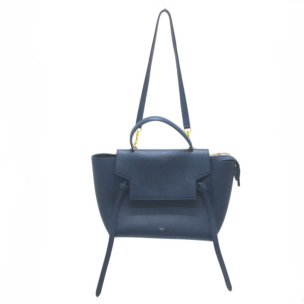 CELINE Handbag. Calfskin Navy flap Belt bag mini Women
