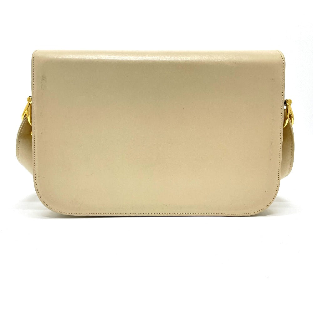 CELINE Shoulder Bag leather Beige x Gold Metal Carriage Metal Women Secondhand