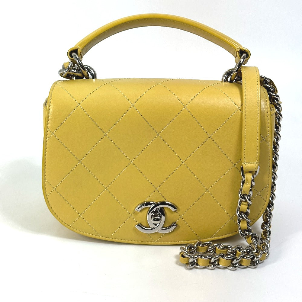 CHANEL Shoulder Bag Calfskin Yellow type CC COCO Mark stitch matelassÃÂÃÂ©