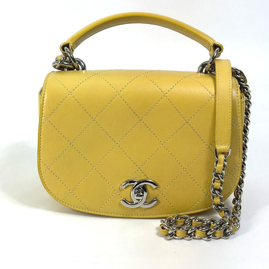 CHANEL Shoulder Bag Calfskin Yellow type CC COCO Mark stitch matelassÃÂÃÂ©