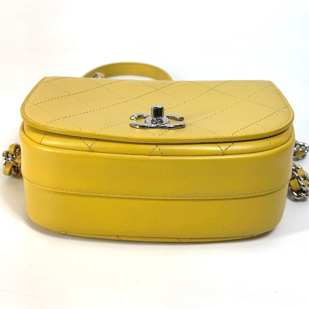 CHANEL Shoulder Bag Calfskin Yellow type CC COCO Mark stitch matelassÃÂÃÂ©