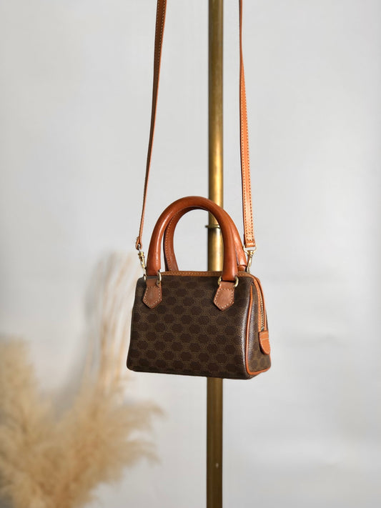 CELINE Macadam Two-way Handbag Shoulder bag Brown rikxpc