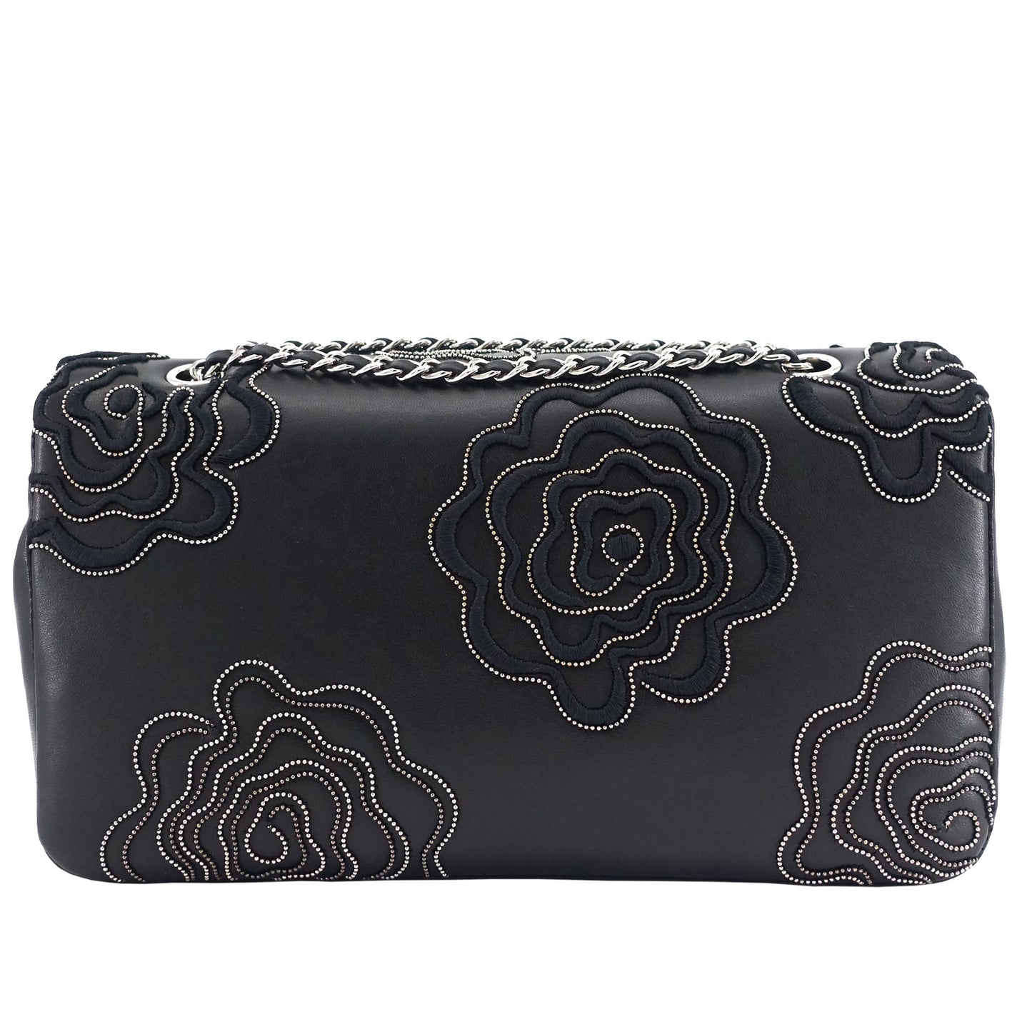 Chanel Embroidered Camellia Follies Medium Lambskin Leather Flap Bag