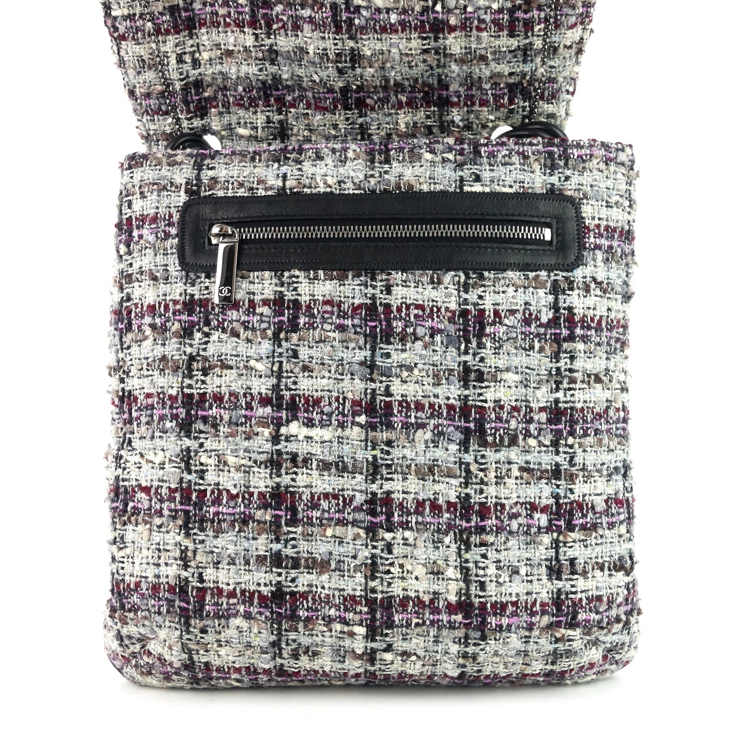 Chanel Floral Appliqué Tweed Messenger Bag