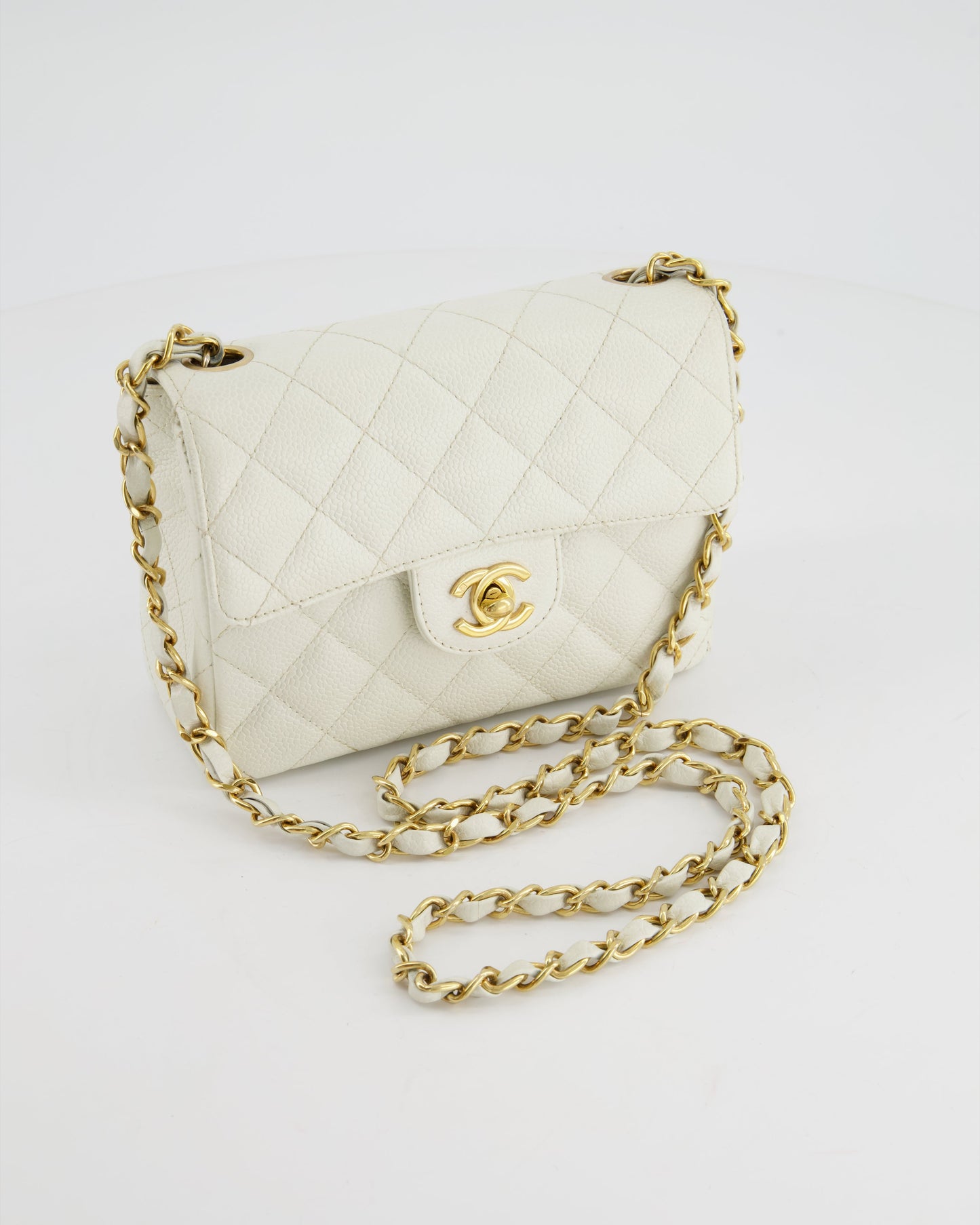 Chanel *RARE* Chanel White Caviar Mini Flap Bag - Rovelle Bags