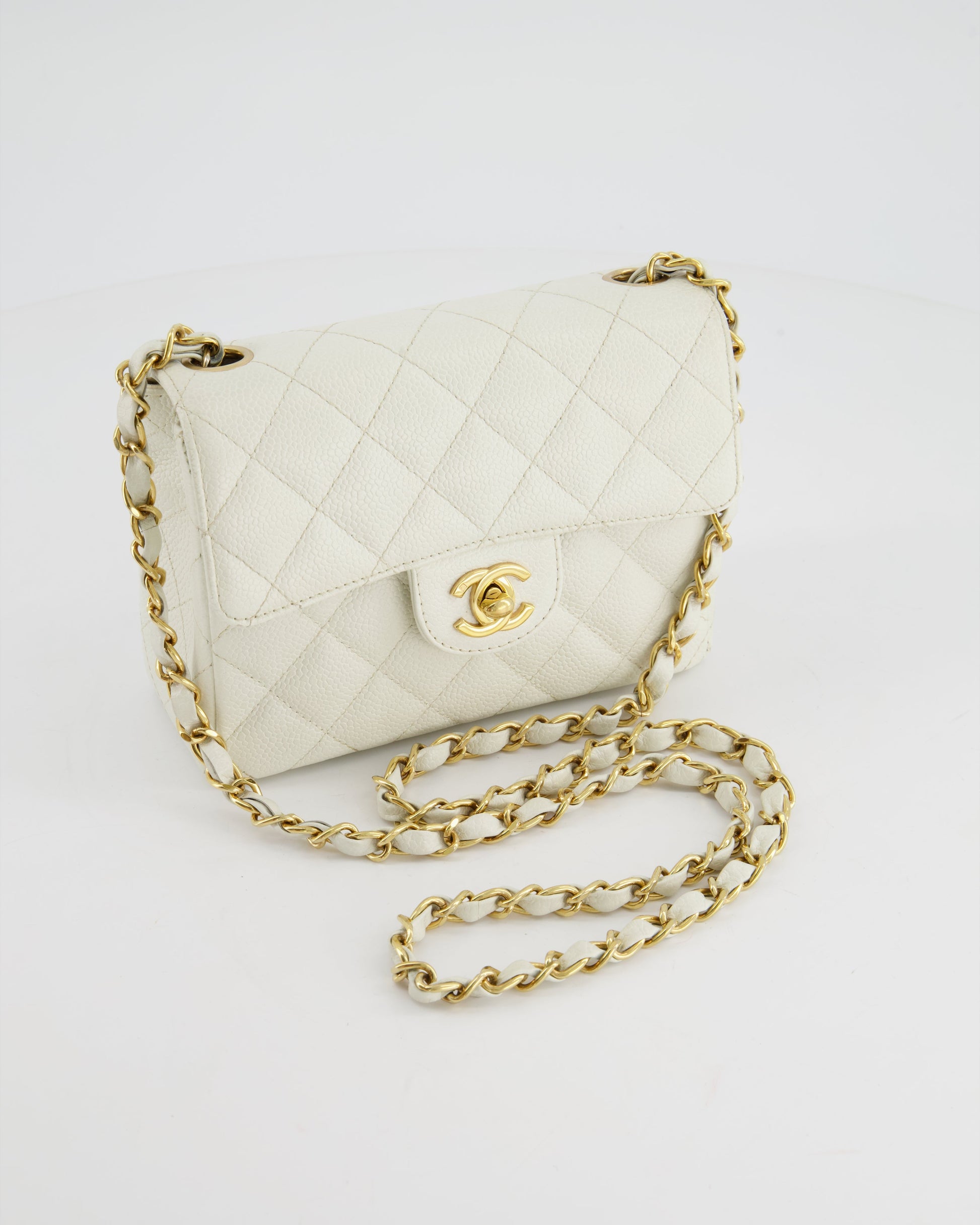 Chanel *RARE* Chanel White Caviar Mini Flap Bag - Rovelle Bags