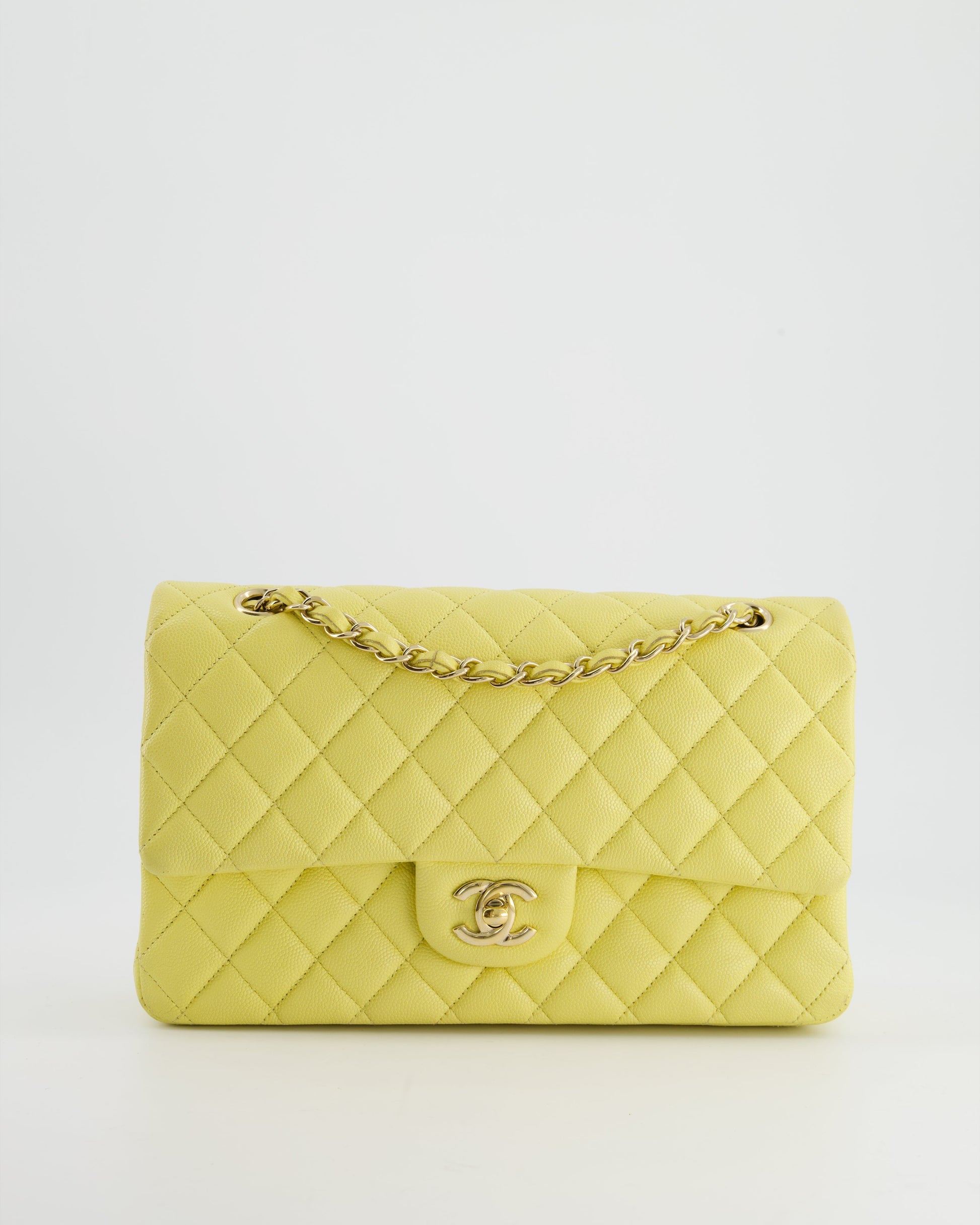 Chanel Sorbet Yellow Medium Classic Double Flap Bag - Rovelle Bags