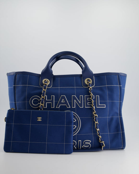Chanel Blue Canvas Medium Deauville Tote Tote Bag - Rovelle Bags