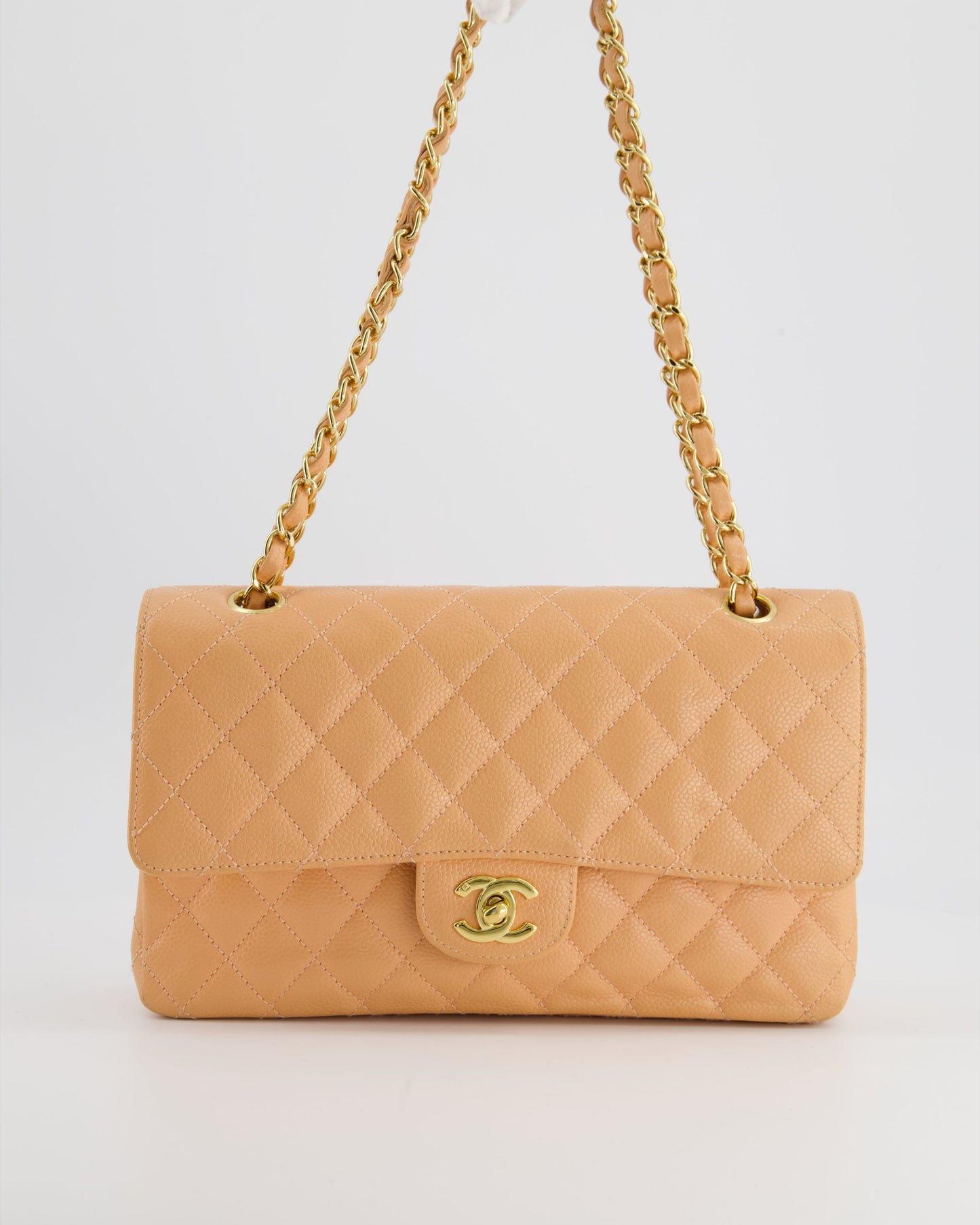 Chanel Peach Classic Medium Double Flap Flap Bag - Rovelle Bags