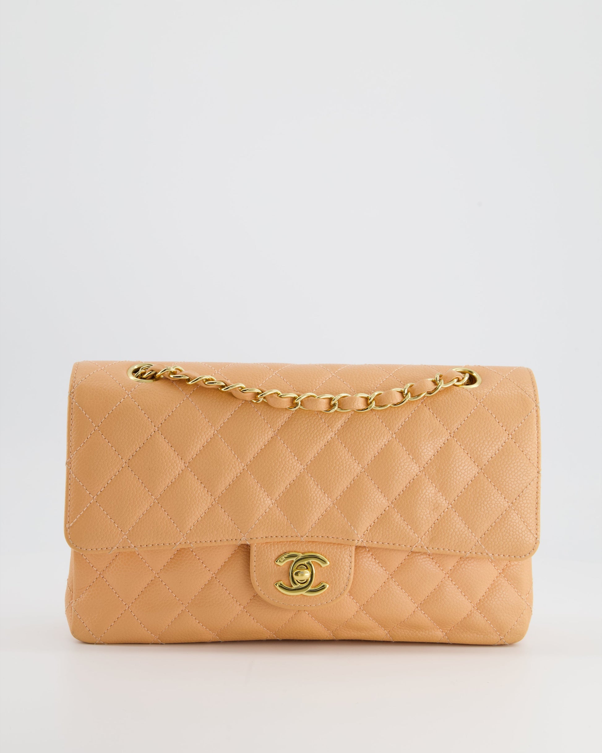 Chanel Peach Classic Medium Double Flap Flap Bag - Rovelle Bags