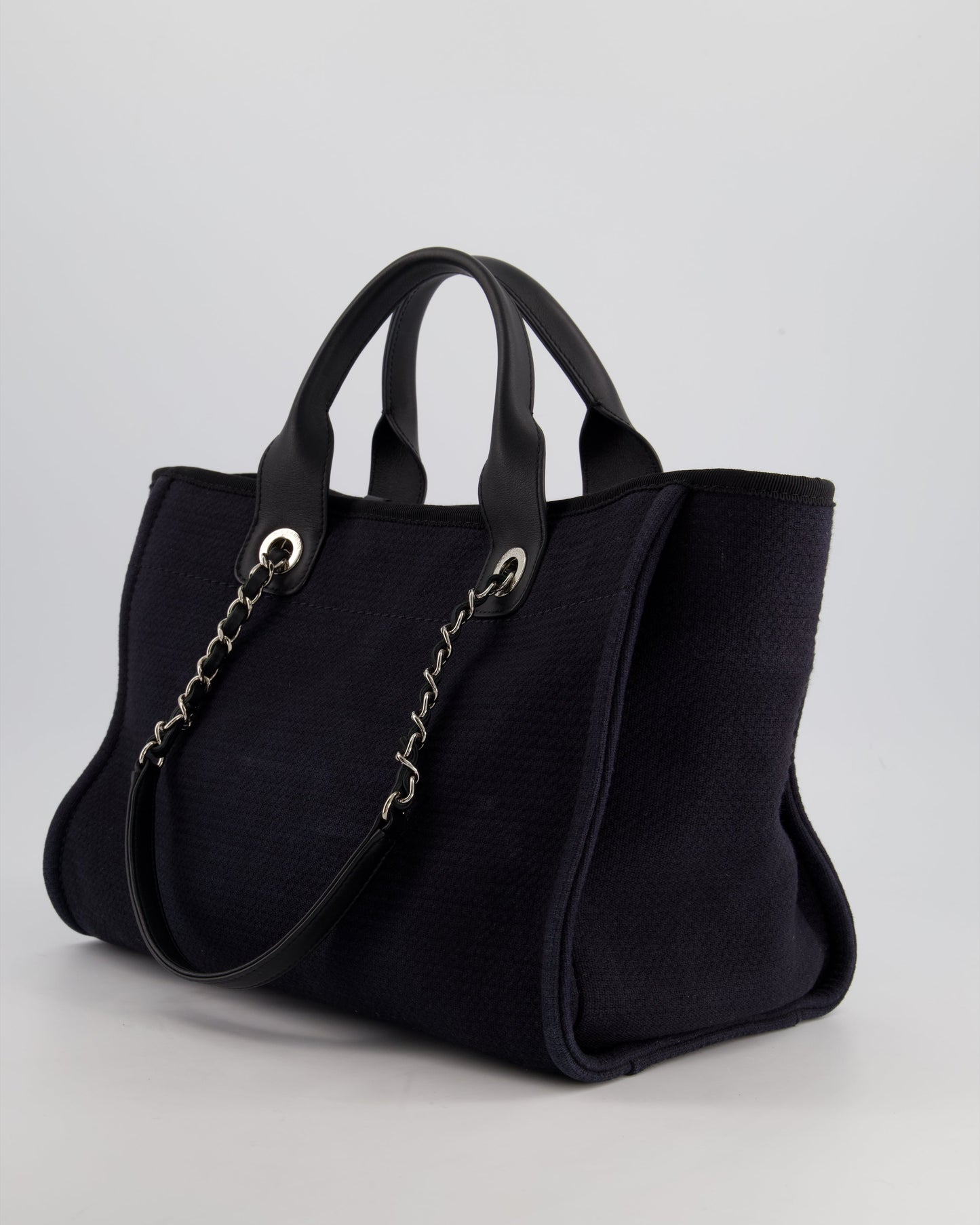 Chanel Navy & Black Small Deauville Tote Bag - Rovelle Bags