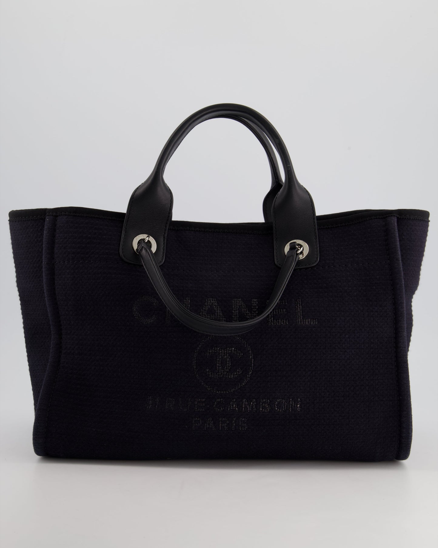 Chanel Navy & Black Small Deauville Tote Bag - Rovelle Bags
