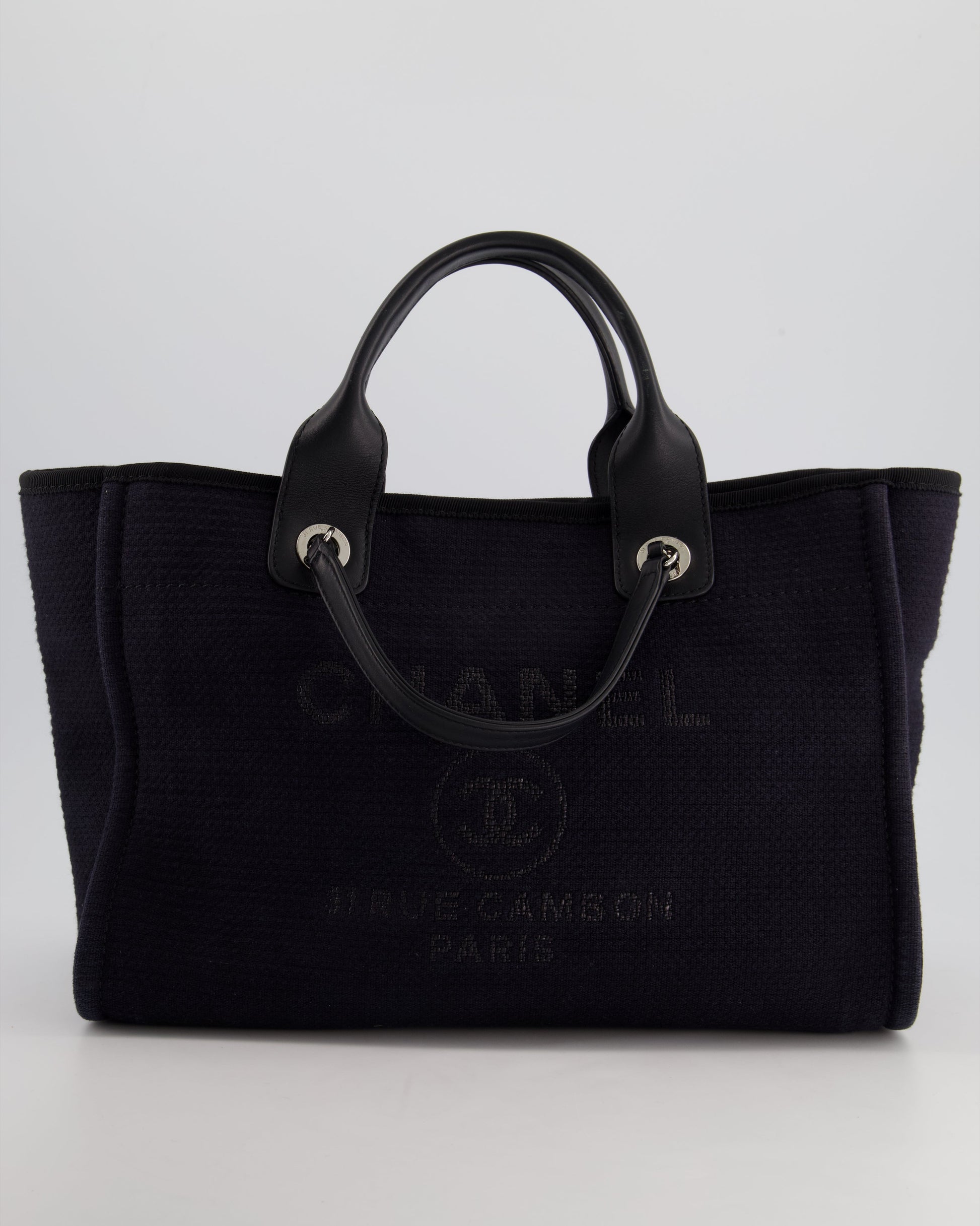 Chanel Navy & Black Small Deauville Tote Bag - Rovelle Bags