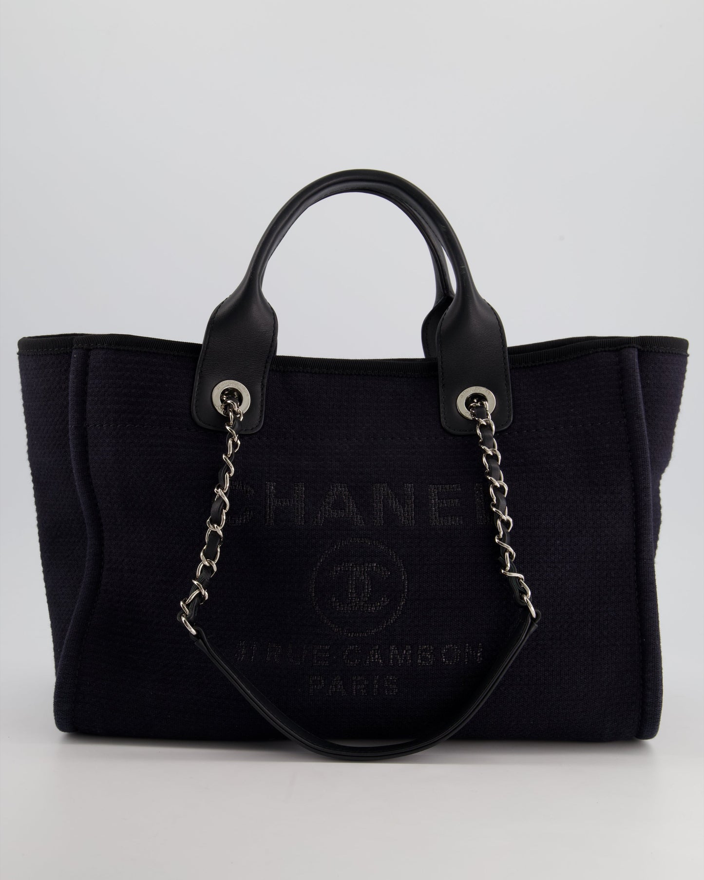 Chanel Navy & Black Small Deauville Tote Bag - Rovelle Bags