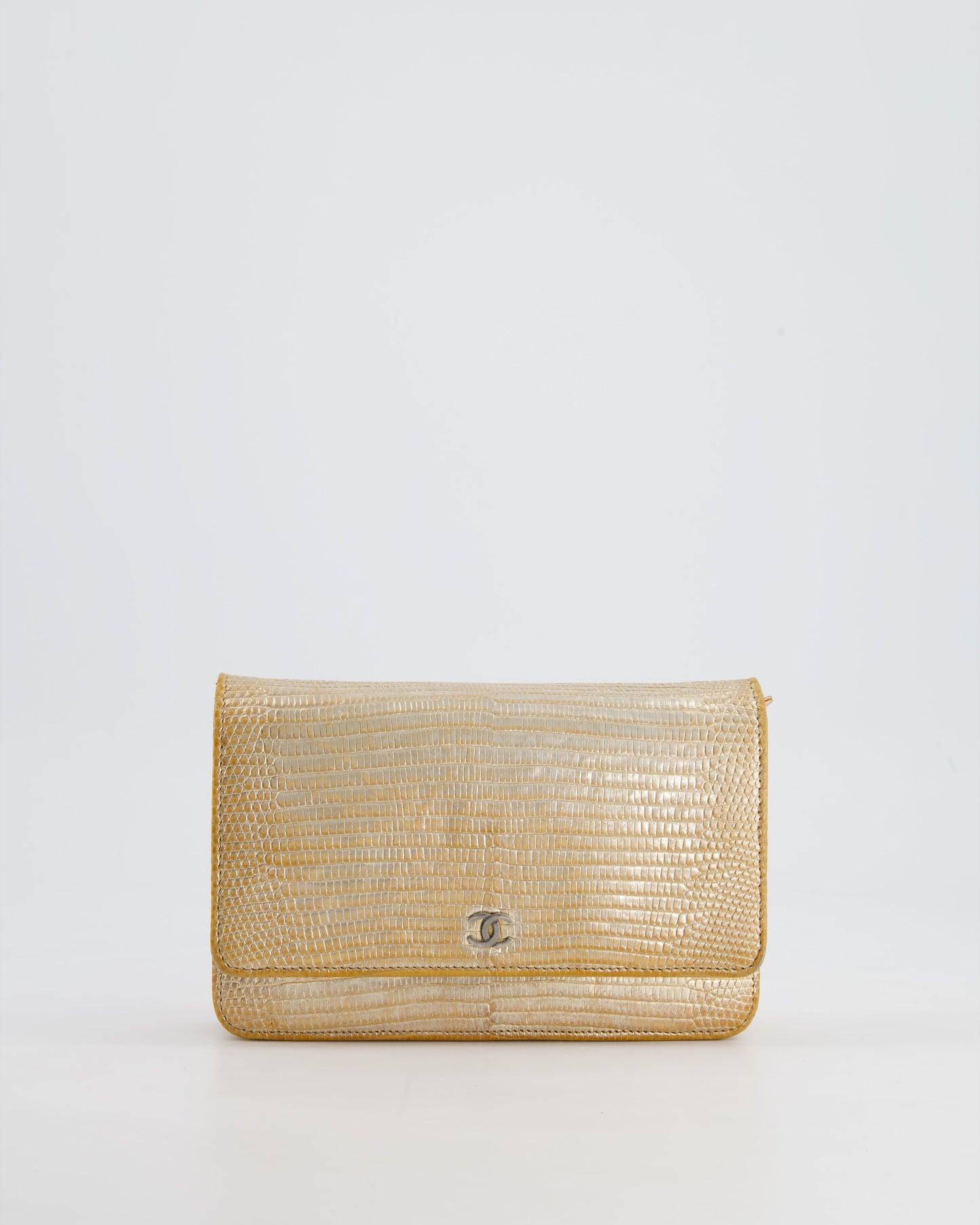 Chanel Metallic Gold Ombre Lizard Wallet Wallet On Chain - Rovelle Bags