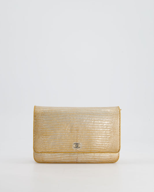 Chanel Metallic Gold Ombre Lizard Wallet Wallet On Chain - Rovelle Bags