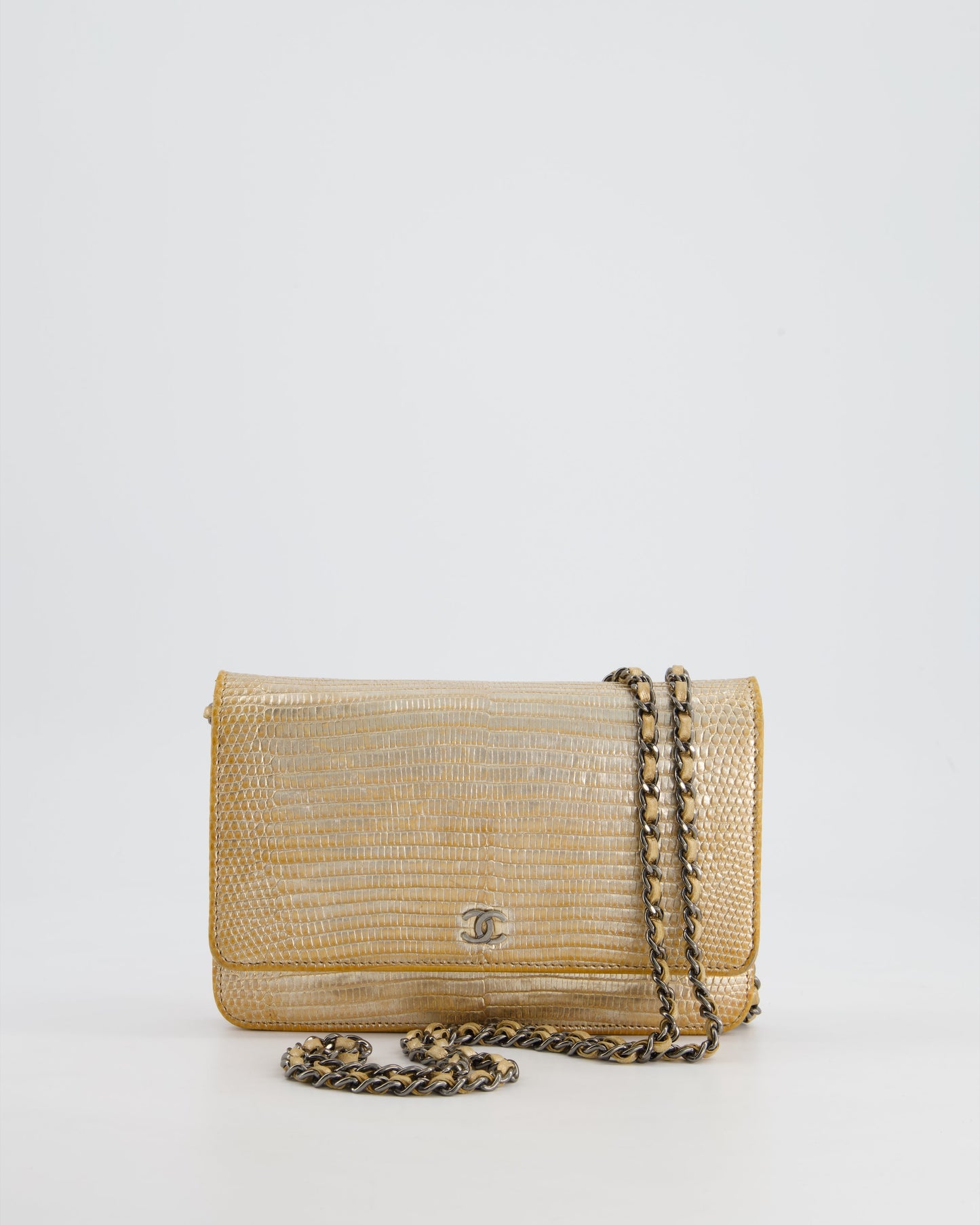 Chanel Metallic Gold Ombre Lizard Wallet Wallet On Chain - Rovelle Bags