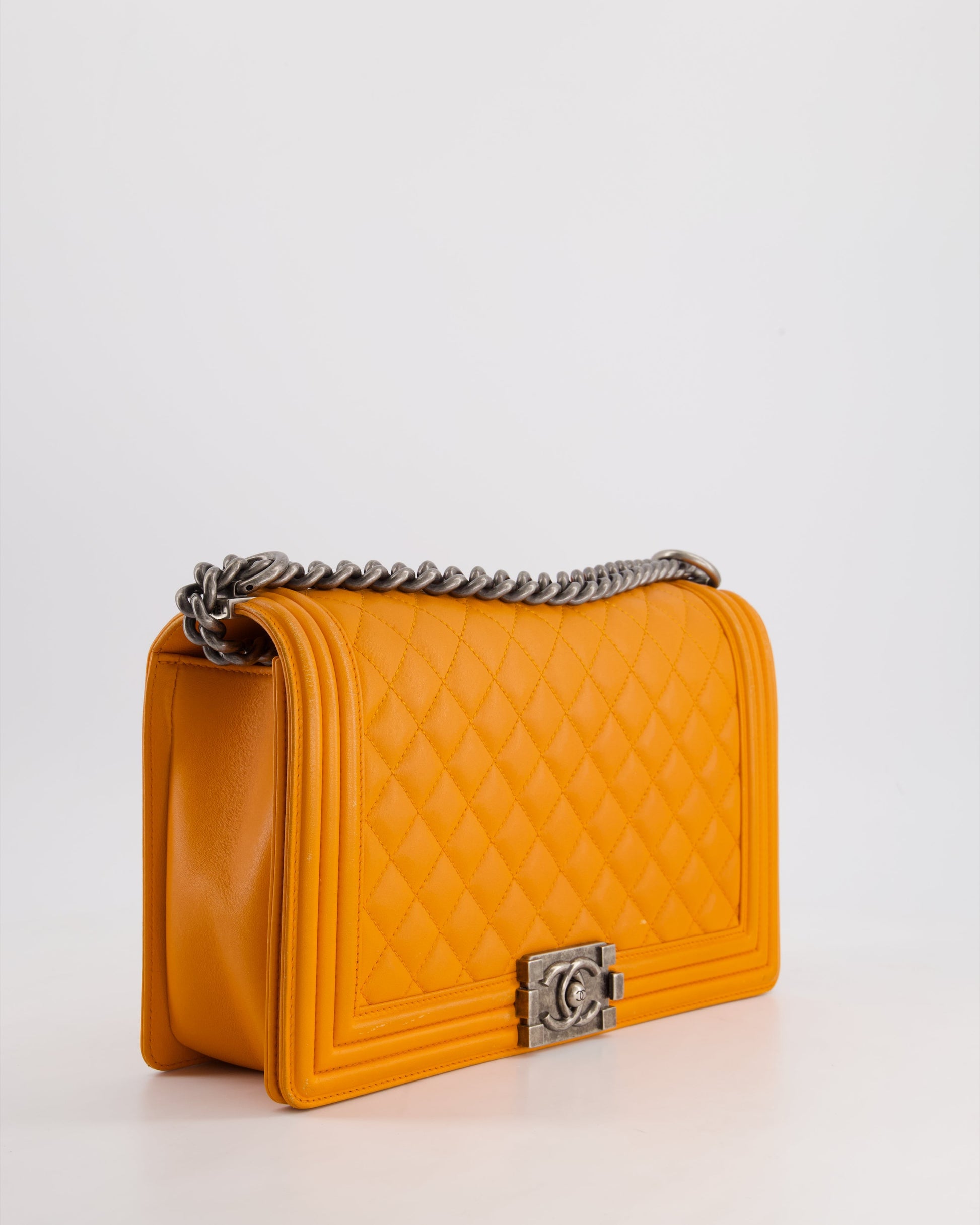 Chanel Orange Medium Boy Handbag - Rovelle Bags