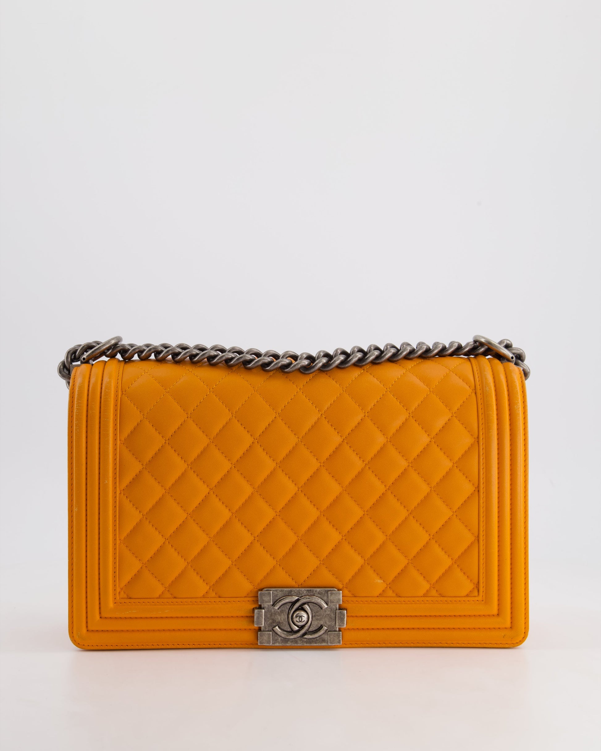 Chanel Orange Medium Boy Handbag - Rovelle Bags