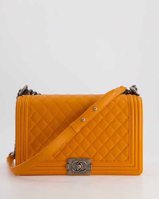 Chanel Orange Medium Boy Handbag - Rovelle Bags