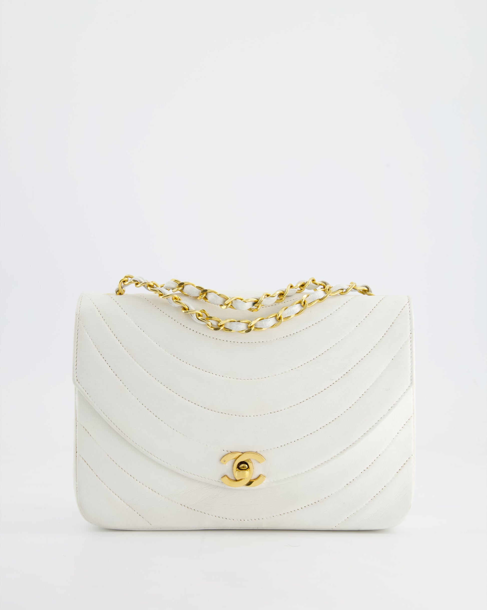 Chanel White Half Moon Curve Flap Flap Bag - Rovelle Bags