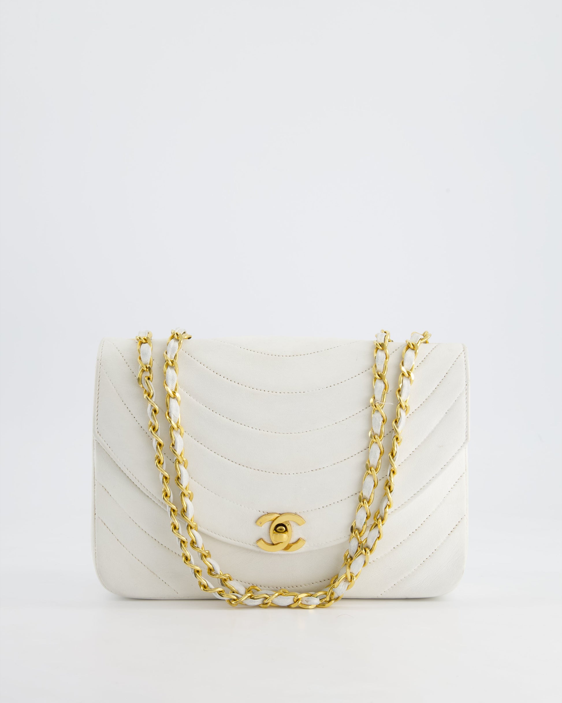 Chanel White Half Moon Curve Flap Flap Bag - Rovelle Bags