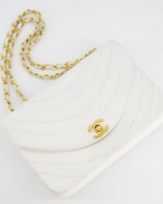 Chanel White Half Moon Curve Flap Flap Bag - Rovelle Bags