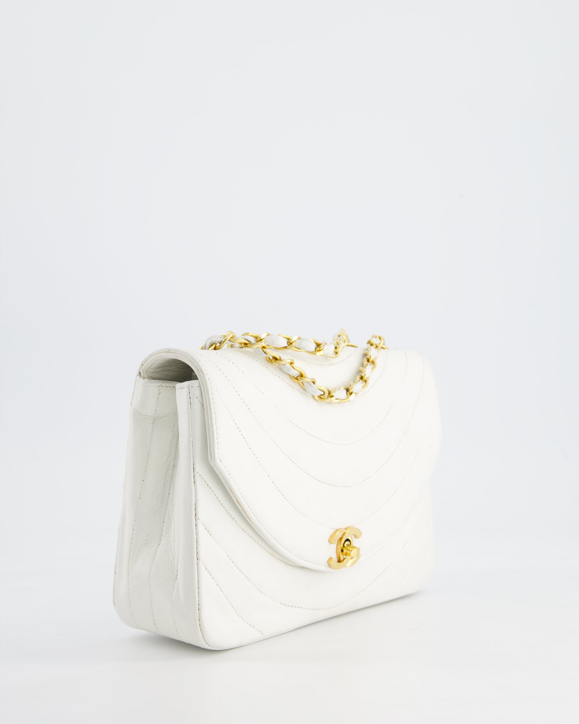 Chanel White Half Moon Curve Flap Flap Bag - Rovelle Bags