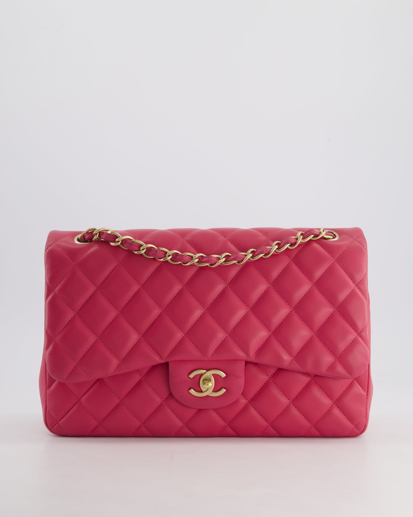 Chanel Deep Pink Classic Jumbo Double Flap Bag - Rovelle Bags