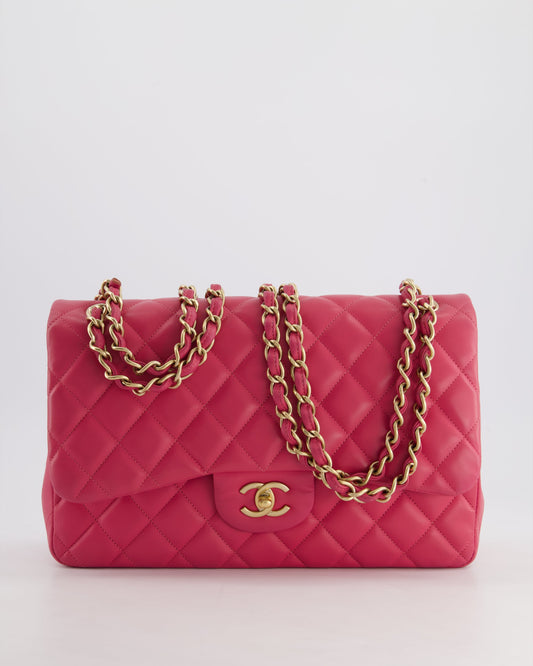 Chanel Deep Pink Classic Jumbo Double Flap Bag - Rovelle Bags