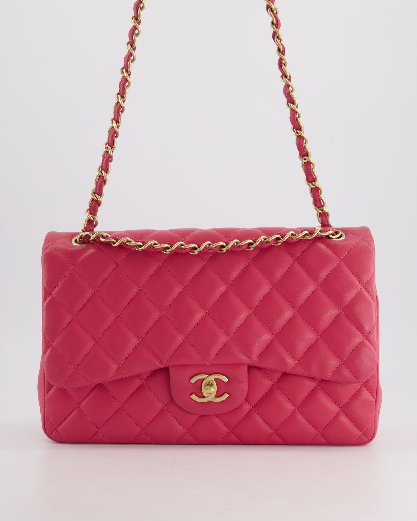 Chanel Deep Pink Classic Jumbo Double Flap Bag - Rovelle Bags