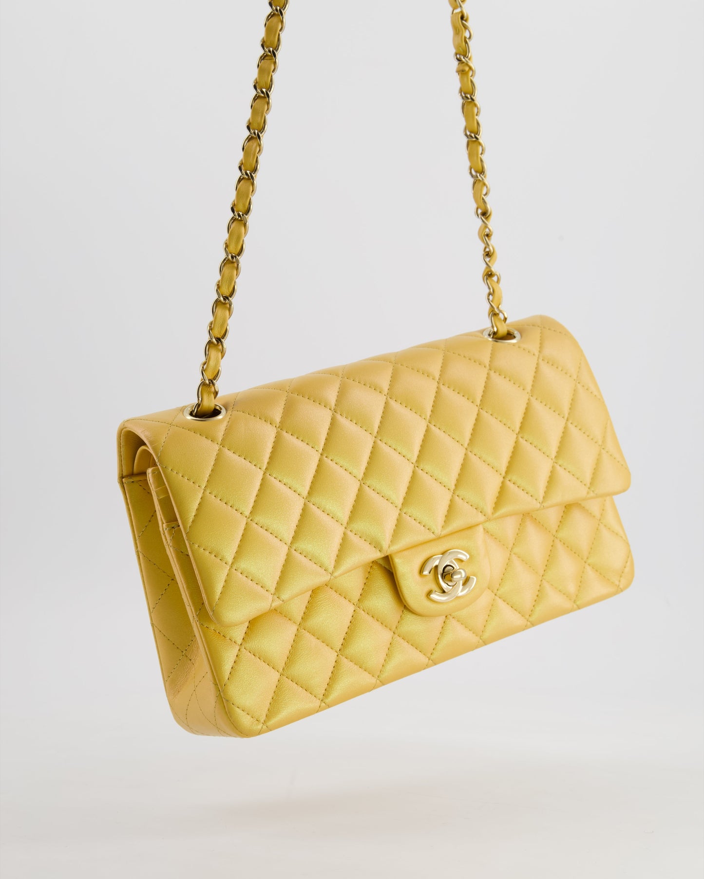 Chanel *HOT* Chanel Iridescent Mustard Yellow Flap Bag - Rovelle Bags